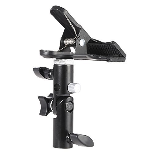 Andoer Titular de Clip Abrazadera Metálica con 5/8" Accesorio de Soporte de Luz 1/4" a 3/8" Adaptador de Tornillo de Montaje Giratorio para Foto Estudio Reflector y Fondo