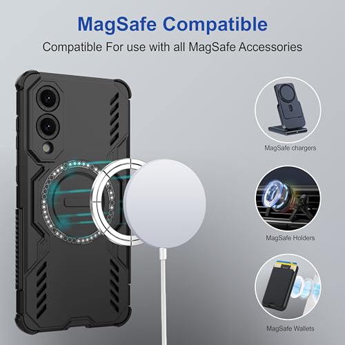 Image of amazon basics Back Case Cover for Samsung Galaxy S25 Edge 5G | Magnetic Case with Built-in Metal Ring | Supports Mag-Safe Charger, Wallet & Car Mount | Shockproof Hybrid PC + TPU | Black