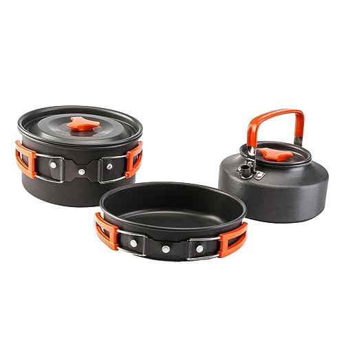 Abaodam 1 Set Camping Cookware Durable Outdoor Cooking Kit with Collapsible Handle Lightweight and Portable Cookware for Hiking Picnic and Travel Activities