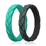 ROQ Silicone Rings for Women Thin Womens Silicone Rubber Wedding Rings Bands - Bridal Jewelry Set...