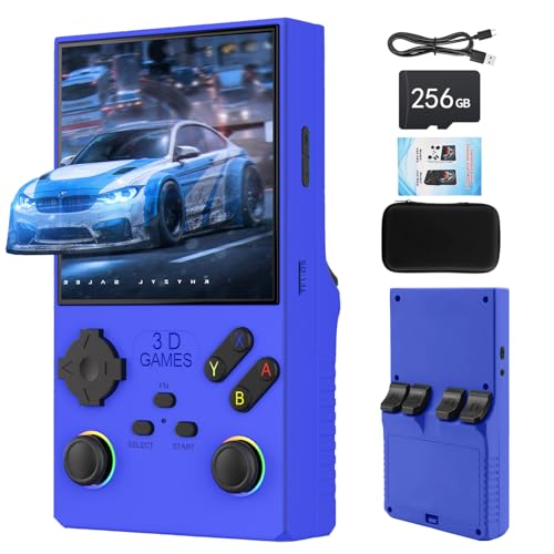 V40 Retro Handheld Video Game Console,40,000 Retro Games in 1 Game Console with Open Source Linux System,256GB TF Card,4 IPS Screen and 4000mAh Battery（Blue）