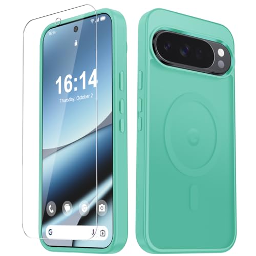 Image of for Google Pixel 10 /10 Pro Case, Matte Magnetic Phone Cover [with 1 Screen Protector] [Support for MagSafe] [Shockproof Military Grade Protection] Translucent Frosted Back, Teal