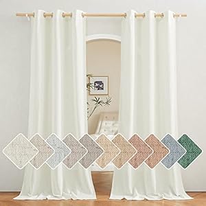 NICETOWN Linen Off White Window Curtains 84 inches Long, Grommet Thick Linen Blend Window Treatments Privacy Assured with Light Filtering for Bedroom/Living Room, W42 x L84 Cream 42"W x 84"L