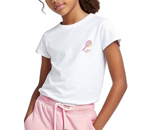 Girls’ Embroidered Tennis T-Shirt Soft Cotton Comfort, Elegant Sporty Touch