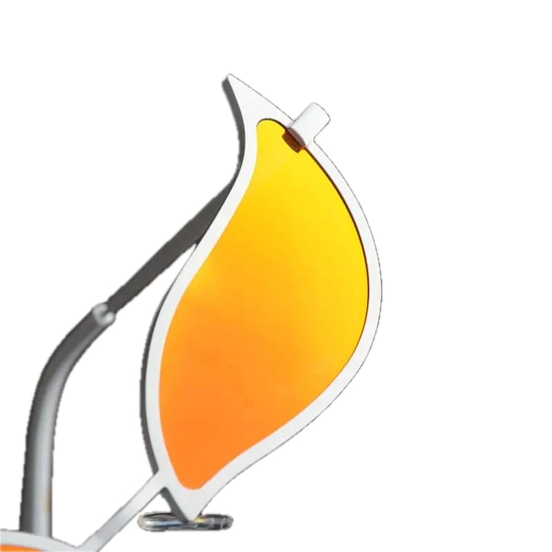 Polarized Sunglasses, White Metal Frame with Red Lenses, Cat Eye Style, 5.51x1.81 Inches4