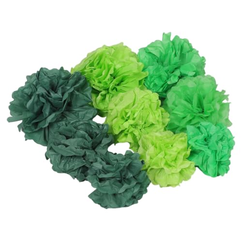 Pompones de papel verde vibrantes y ligeros para adornos de mesa centrales
