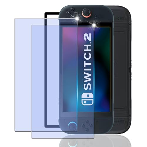 Nutmeg【ガイド枠付き 2枚セット】対応 Nintendo Switch 2 ガラスフィルム ブルーライトカット【日本旭硝子素材製】Switch 2 保護フィルム 強化ガラス フィルム 目の疲れを軽減します 9H硬度 高透過率 反射防止 高光沢 撥油性