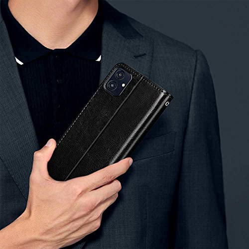 Image of WOW IMAGINE Shock Proof Flip Cover Back Case Cover for Samsung Galaxy M04 | F04 | A04e (Flexible | Leather Finish | Card Pockets Wallet & Stand | Black)
