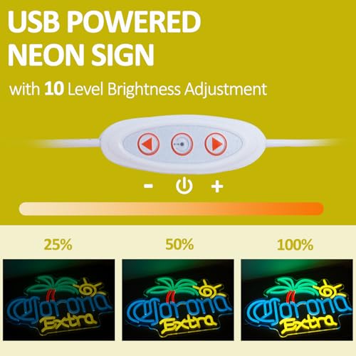Image of Coro EX Palm Tree Beer Neon Sign for Man Cave, Neon Light Up Sign for Bar Pub Store Party Club Bistro, Light Up Bar Neon Signs for Wall Decor