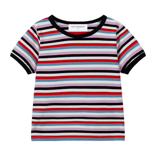 Image of Mud Kingdom Boys Girls T-Shirts Rainbow Stripe Cotton Unisex Top