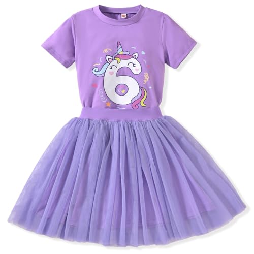 Image of 6th Birthday Outfit for Girls 6 Year Old Six Sixth Shirt Skirt Birthday Outfit
