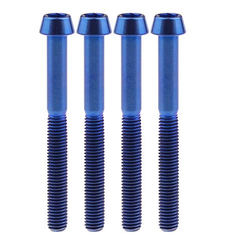Image of Titanium Ti Bolt M5 9 16 18 20 25 30 35 40 45 50 55 60mm Tapered Head Screws Pack of 4 (M5x55mm, Blue)