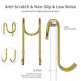 Shower Squeegee and Window Squeegee, Stainless Steel, 100% Streak-Free, Cleaner for Bathroom Showers Glass Doors, Home Mirrors, Car Windows Wiper, Adhesive Holder, Shower Door Hook, 10 Inch, Gold