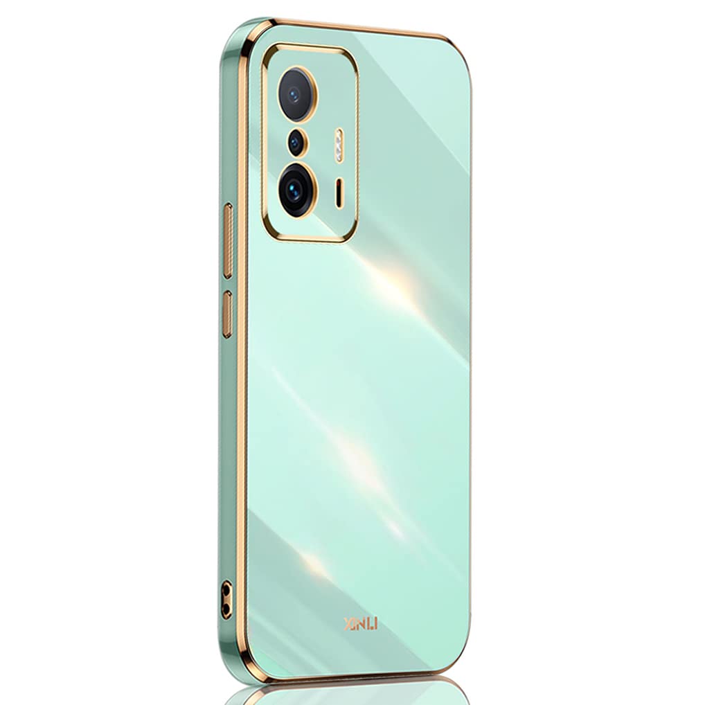 SEAHAI Cover per Xiaomi 11T 5G / Xiaomi 11T PRO 5G, Custodia Ultra Sottile ed Trasparente in Silicone TPU Morbido, Colori Sfumato Brillantini Motivo Carta Design Antiurto Case - Blu