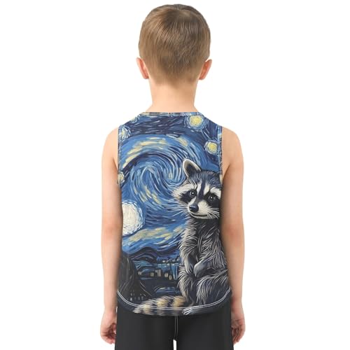 Boys' Tank Top Shirt Raccoon Starry Sky Sleeveless T-Shirts3