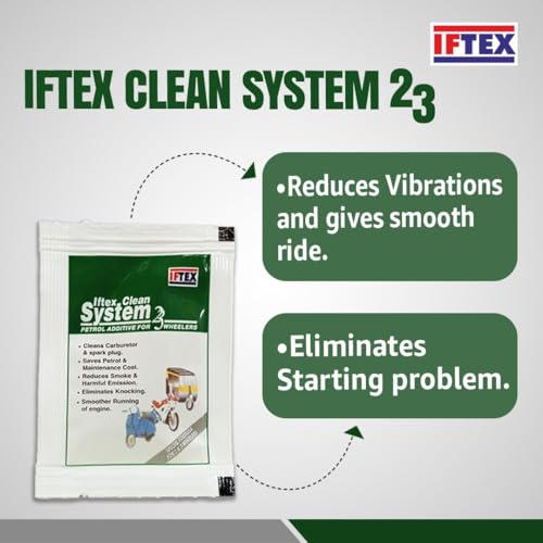 Image of IFTEX Clean System 2 /3 e20 Fuel Additive 5ml X 48 Pouches for All Petrol Bike and Scooter, Petrol Fuel System and Injector Cleaner for Cleaning deposits and Mileage Improvement