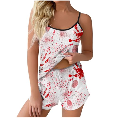Pyjama imprimé sang ensemble short et caraco, le cadeau d'Halloween idéal