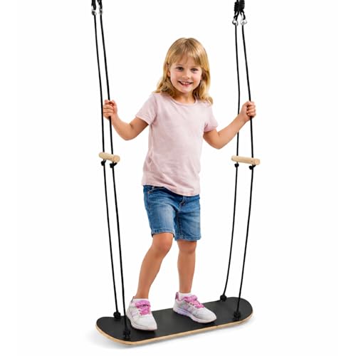 ARATERVIO Skateboard Schaukel Kinder Anti-Rutsch Doppelschaukel aus Holz & Kunststoff Wetterfest Outdoor Schaukel für Garten & Indoor langlebiges Schaukelzubehör