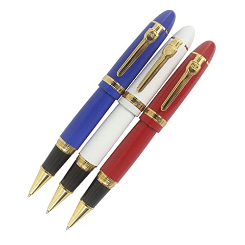 Bolígrafos de punta redonda Jinhao 159 en rojo, blanco y azul, pack de 3 unidades para escritura