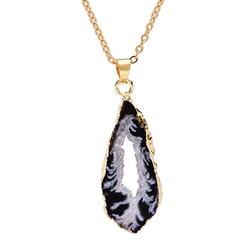 Agate Necklace Light Irregular Shadow Gold-plated Pendant Geode Gemstone Handmade Jewelry