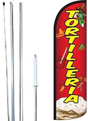 TORTILLERIA King Flag Sign With Complete Hybrid Pole set