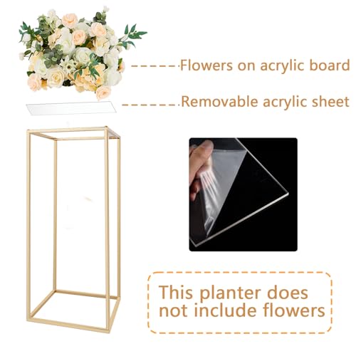 Image of 5pcs Gold Flower Stand Centerpieces,23.6inch Wedding Centerpieces Vase for Tables with Acrylic Plates,Rectangular Flower Display Rack for Table Decorations Event Home Party