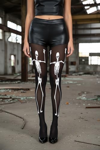Image of ToBeInStyle Women's Scary Skeleton Leg Bones Halloween Hosiery Tights & Thigh High Stockings