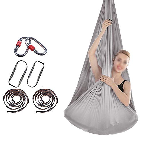 LHHL Elastic Aerial Yoga Hammock Swing Multifunction Anti-Gravity Yoga Belts for Yoga Training Yoga for Sporting 4 * 2.8m (Color : Gray, Size : 400x280cm/157x110in)