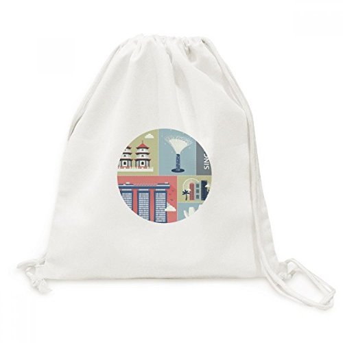 Sac cordon en toile Singapour sac à dos de voyage imprimé