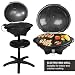 Andrew James BBQ Electric Grill Barbecue with 5 Temperature Settings, Thermostat, Indoor & Outdoor Party, Removable Drip Tray & Condiment Stand, Healthy Grilling, Non-Stick (Grey + Waterproof Cover)