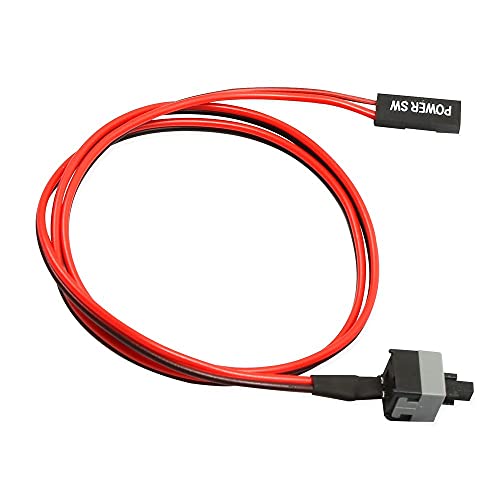 Zhou-YuXiang Interruptor de botón de Encendido/Apagado de 2 Pines SW PC Interruptor de reinicio del Cable Equipo de minería Interruptor de Encendido fácil de Instalar 50CM Cover