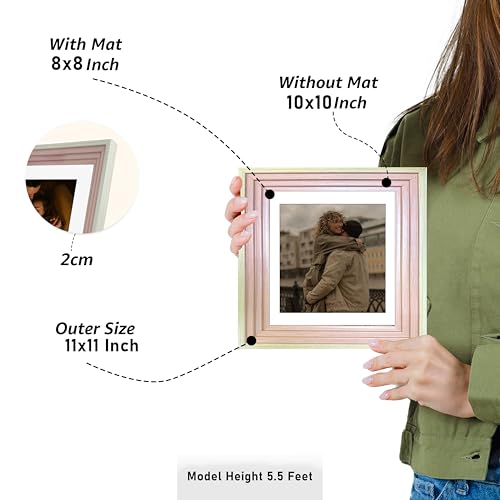 Image of Art Street Luxury Photo Frame for living room, Modern Step Design Photo Frames for Photograph, Art Work, Kids Room Set of 6 (10x10 Inch, Pink)