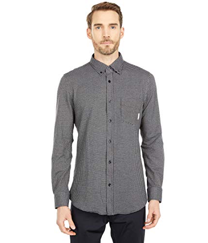 Ben Sherman Long Sleeve Gingham Jacquard Knitted Shirt Black SM