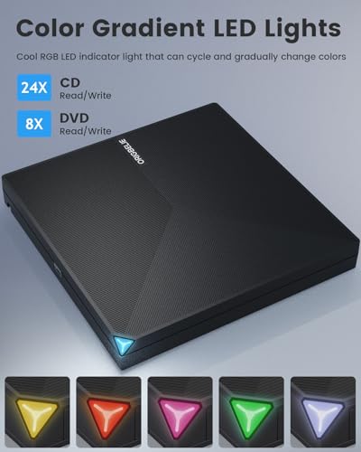 Image of External CD DVD Drive, Portable Type C & A USB 3.0 DVD + /-RW Player Burner Reader Writer Optical CD ROM Disc Drive for MacBook Laptop Desktop PC Mac OS Windows Linux with Carrying Case