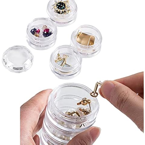 Yaepoip [3 Set] Multifunctional Mini Travel Jewelry Box, 5/10g Cosmetic Refillable Bottles Plastic Eyeshadow Makeup Face Cream Jar Pot Container (5g 3 Layers) Cover