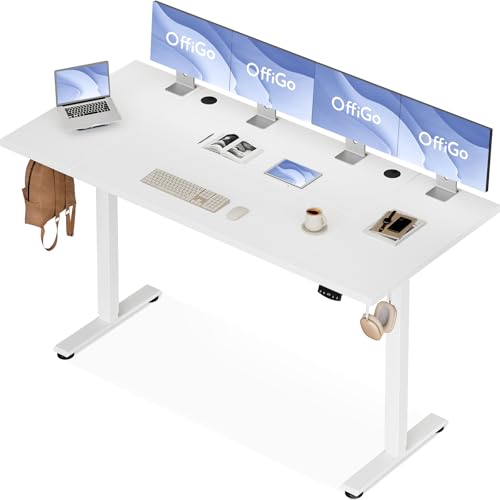 OffiGo Bureau Assis Debout électrique, 180cm Bureau Electrique, Ergonomiqu Table avec 3 Fonction Mémoire, Standing Desk pour la Chambre et Le Travail, Blanc