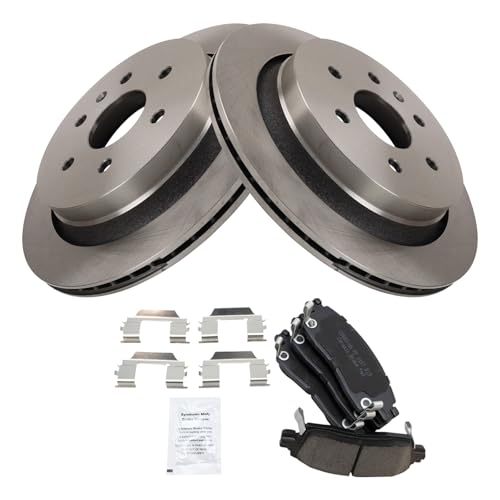 Image of TRQ Rear Brake Pad and Rotor Set Ceramic Compatible with 2013-2018 Cadillac XTS