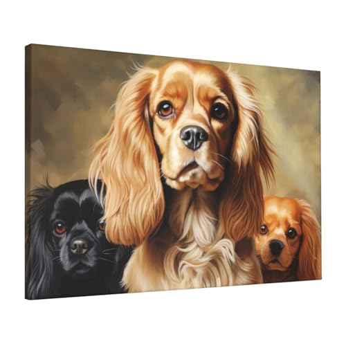 Impression sur toile Cocker Spaniel haut de gamme tableau déco HD suspendu 40x60cm