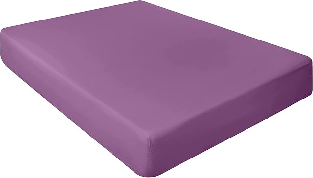 NIYS Luxury Bedding Finest 100% Egyptian Cotton 10"/25CM Fitted Sheets, (King, Purple/Aubergine)