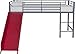 DHP Junior Twin Metal Loft Bed with Slide, Multifunctional Design, Silver with Red Slide
