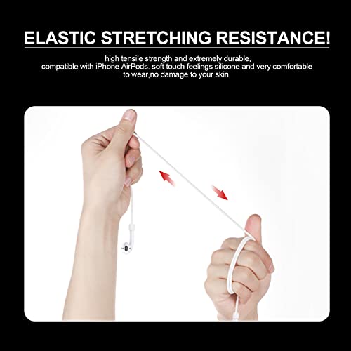TSHAOUN 4PCS Magnetic Silicone Strap for Anti-Lost Wire Accessories for Airpods PRO/2/1 Sport Earbud Lanyard,Neck Rope for Wireless Earphone (Black white) - Image 3