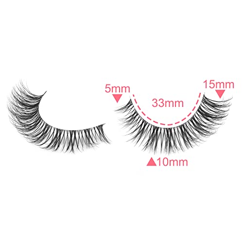 Natural Lashes Clear Band Eyelashes Wispy Mink Lashes Fluffy 3D Cat Eye False Eyelashes That Look Like Extensions -15Mm #TOP1
