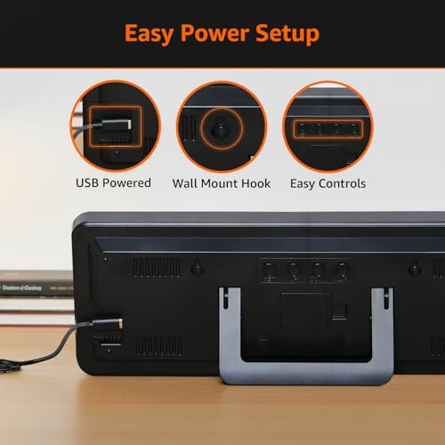 Image of Amazon Basics LED Digital Wall Clock with Dual Alarm, Snooze, Auto Brightness, ABS, Black Color,USB Powered, 12 /24 Hr Format, Modern Display for Bedroom, Home, Office (Size: 35 x 13.2 x 2.9 cm)
