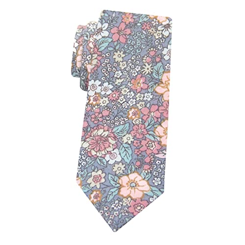 Image of Mantieqingway Men's Skinny Tie, Cotton Floral Ties for Men Wedding Necktie for Groom, Groomsmen, Missions, Dances