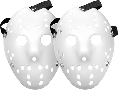 QYCSAMY 2-Pack DIY Horror Hockey Masks for Halloween Cosplay and Parties