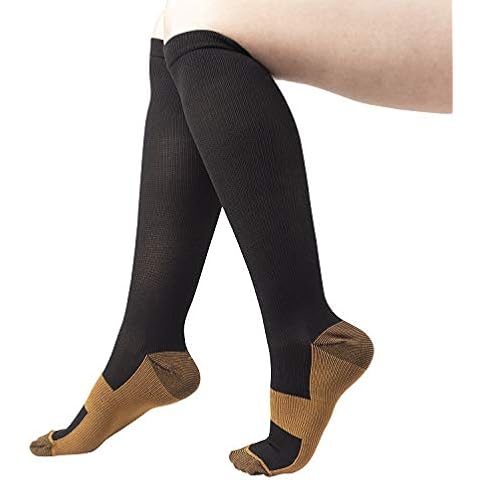 Juniper's Secret Copper Infused Compression Calf Socks for Women and Men, 4 Pairs (Black, XXL) Cover