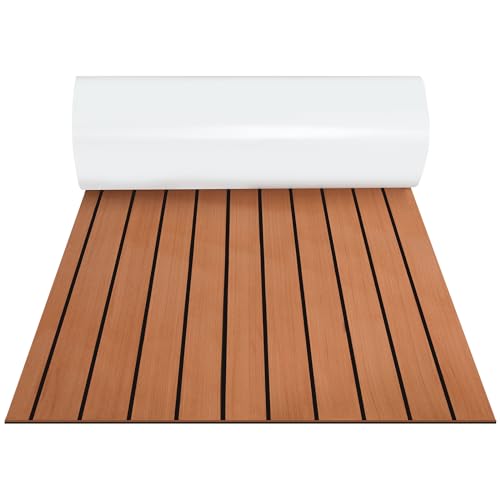 Jopassy Bodenbelag für Boote Selbstklebend 240x60cm, DIY Floor Decking, Teakholz Eva Schaum rutschfeste Matte, Deck Bodenbelag Matte für Schiffsdecks Schnellboote Yachten