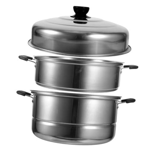 UKCOCO 1 pieza Olla de Vapor Inoxidable de Olla Multifuncional con Tapa Visible Resistente Altas para Cocción de y Vapor Diseño Práctico y Compacto
