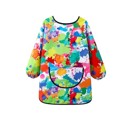 Genérico Taqblier Niño Guardería - Taqblier De Pintura Personalizada Con Mangas | Delantal Blanco Infantil | Blusa De Arte Para Niño Colorida Y Ajustable, multicolor 2, Se référer au descriptif