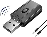 FLYEER 2 en 1 USB Bluetooth 5.0 Adaptador Transmisor y Receptor inalámbrico de Audio con Audio Digital de 3,5 mm para Altavoz con cable/TV/coche/MP3/sistema de Audio casero / Auriculares